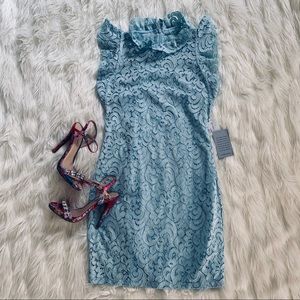 NWT Alexia Admor Lace robins egg blue Easter lace shift dress Wedding MOB